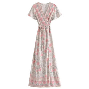Floral Print Maxi Dress – Comfortable Cotton Dress for Summer