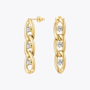 Gold Zircon Chain Earrings
