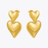 Gold Heart Pearl Drop Earrings