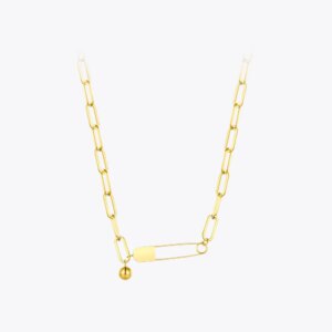 Gold Safety Pin Necklace