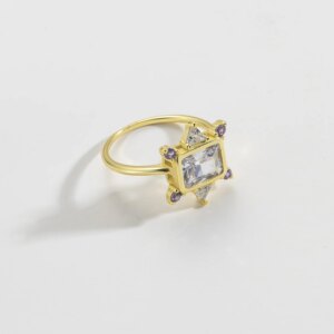 Shiny Silver Square Ring