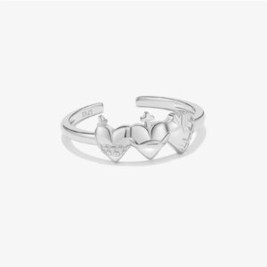 Silver Heart Trio Ring