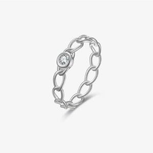 Silver Zircon Circle Ring