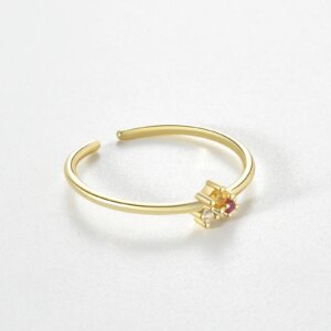 colorful sterling silver rings | Golden color Ring