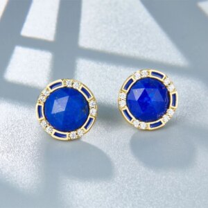 Lapis Lazuli Silver Gold Earrings