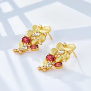 Red Stone-Drop Earrings