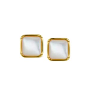 White Shell Square Stud Earrings