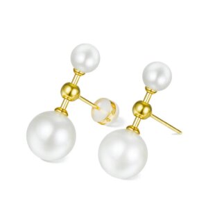 Gold Plated Shell Pearl Stud Earrings