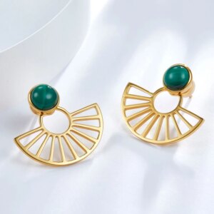 Malachite 925 Silver Fan Earrings
