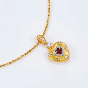 Silver Heart Garnet Necklace