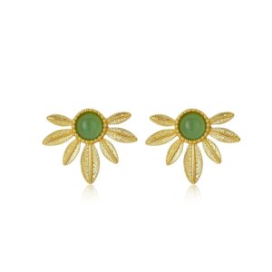 Green Flower Stud Earrings