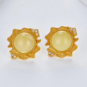 Amber Zircon Stud Earrings