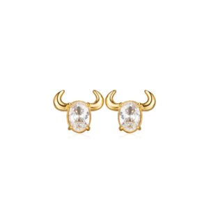 Gold Plated Oxen Stud Earrings