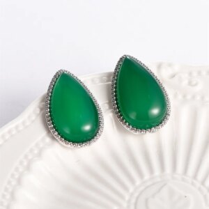 Green Agate Water Drop Earrings