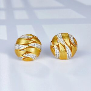 Geometric Gold Zircon Stud Earrings