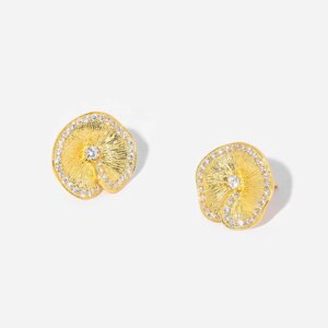 Leafy Gold Zircon Earrings