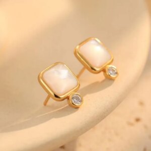 Square Shell Silver Earrings