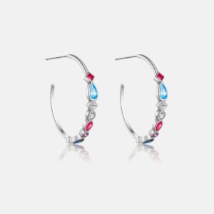 Silver Zircon Huggies Hoop Earring