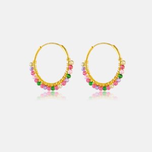 Silver Zircon Hoop Earring