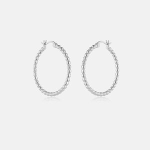 Silver Bead Hoop Earring