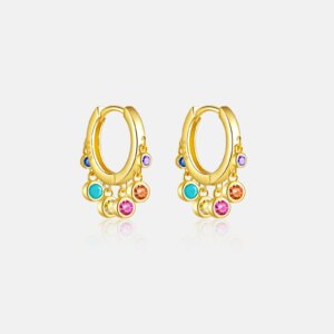 Silver Zircon Huggies Hoop Earrings