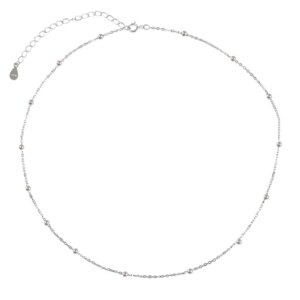 Silver Bead Clavicle Chain Necklace