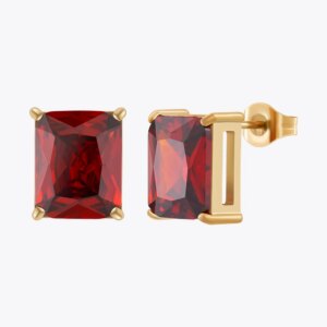 Red Square Zircon Stud Earrings