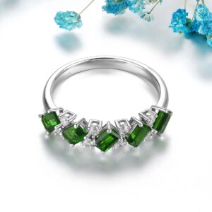 Silver Green Chrome Diopside Ring