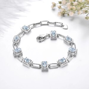 Aquamarine Silver Bracelet