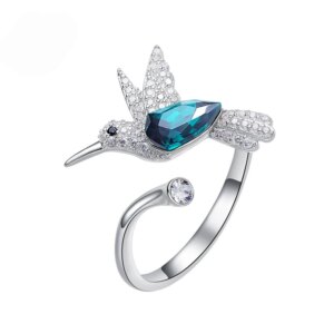 Silver Bird Crystal Ring
