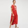 embroidered Long Sleeve Maxi Dress