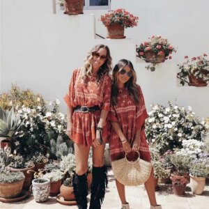 Red Boho Mini Dress