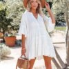 White V-Neck Cover-Up