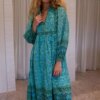 Bohemian Green Floral Dress