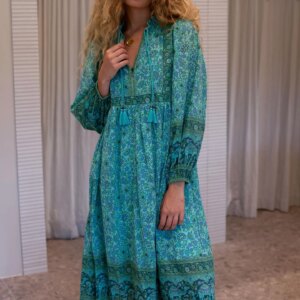 Bohemian Green Floral Dress