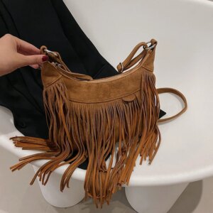 Suede Fringe Crossbody Bag