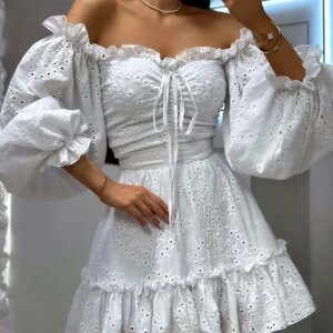 Off Shoulder Ruffle Mini Dress