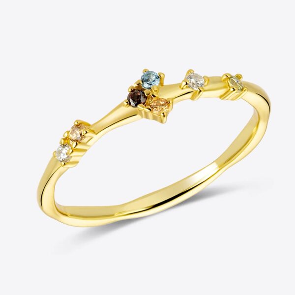 Boho Style Colorful Gold Ring with Zircon Stones