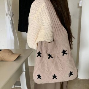 Starry Knit Tote Bag