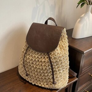Woven Straw Backpack