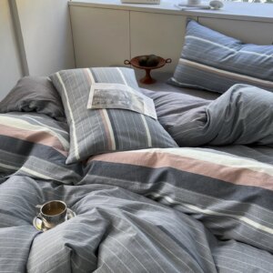 Vintage Gray Stripe Bedding Set