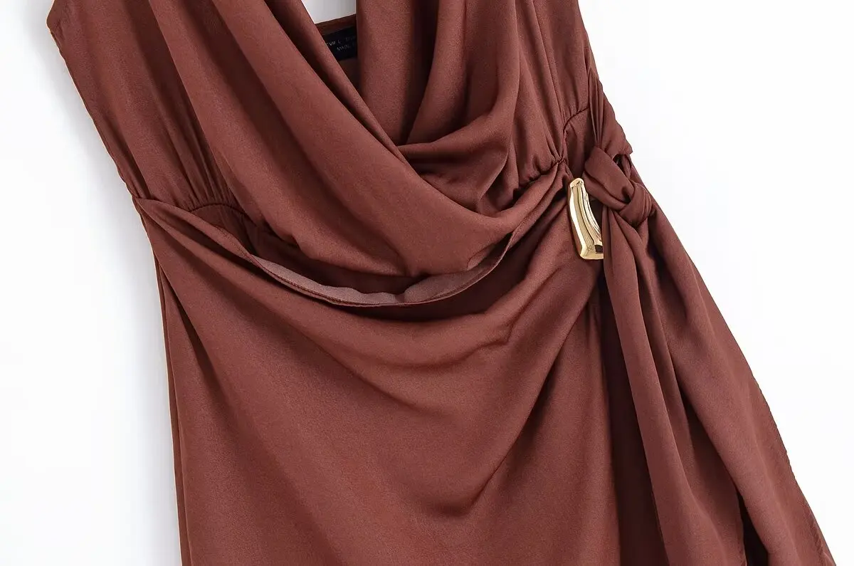 2025 new summer women's clothing casual fashion comfortable slim sexy inlaid backless midi halter neck short dress