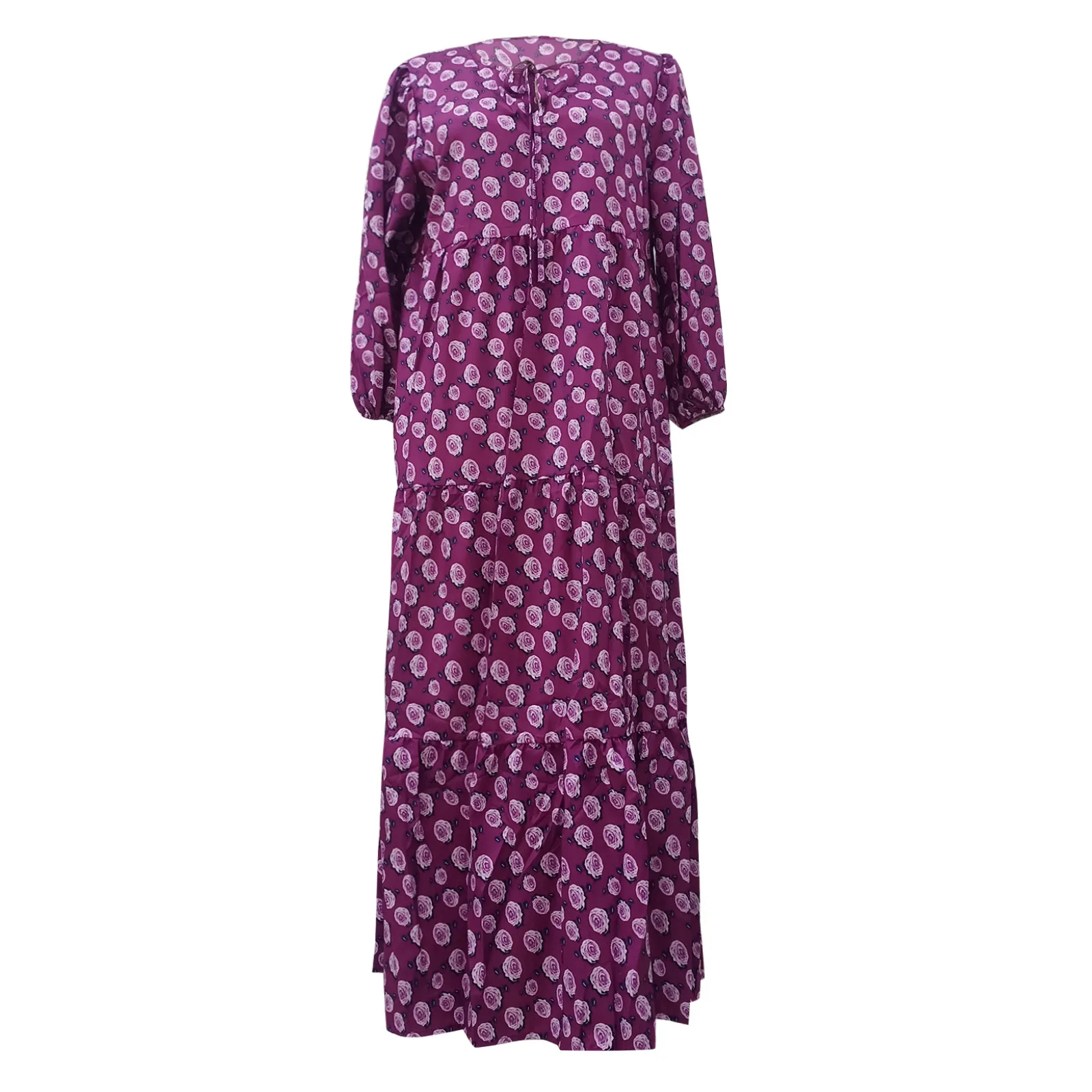 Women Bohemia Casual Dress Summer Geometric Print Neckline Lace-up Puff Sleeves Long Dresess Holiday Beach Robe A-Line Vestidos Women Bohemia Casual Dress Summer Geometric Print Neckline Lace-up Puff Sleeves Long Dresess Holiday Beach Robe A-Line Vestidos