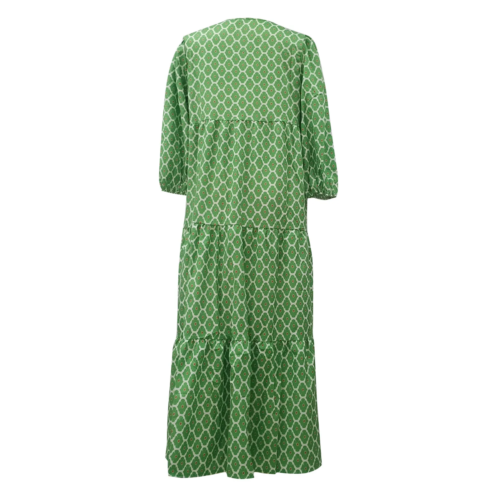 Women Bohemia Casual Dress Summer Geometric Print Neckline Lace-up Puff Sleeves Long Dresess Holiday Beach Robe A-Line Vestidos Women Bohemia Casual Dress Summer Geometric Print Neckline Lace-up Puff Sleeves Long Dresess Holiday Beach Robe A-Line Vestidos