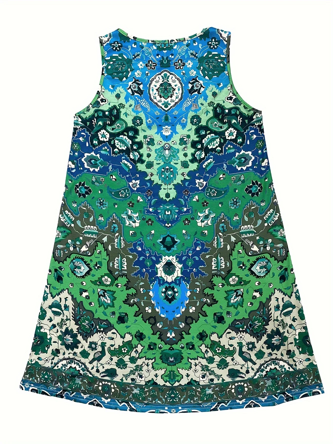 Women's Bohemian Sleeveless Round Neck Dress A Line Knee Female Clothing Casual Floral Midi Dress Dresses Summer Wear For Women