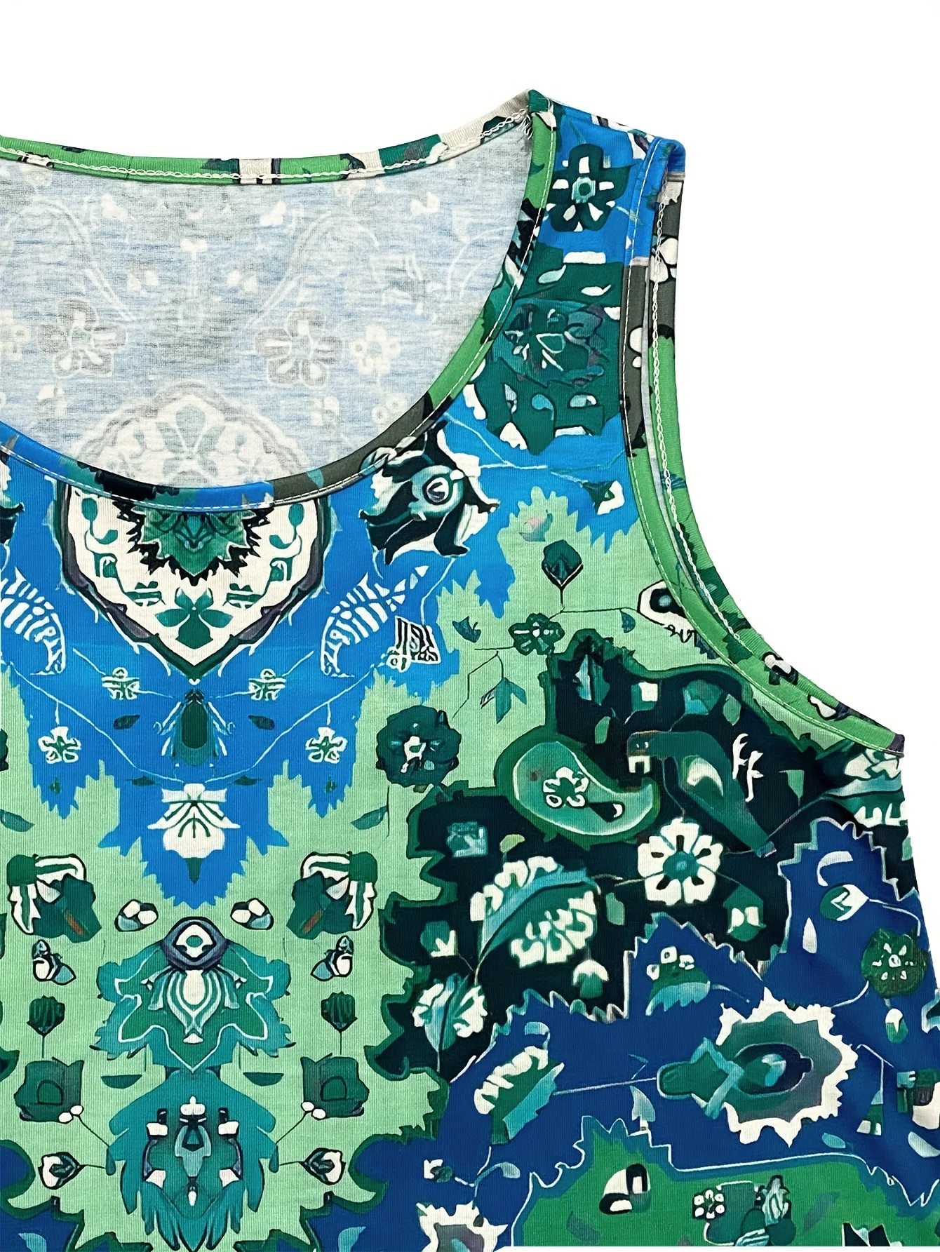 Women's Bohemian Sleeveless Round Neck Dress A Line Knee Female Clothing Casual Floral Midi Dress Dresses Summer Wear For Women