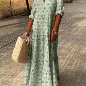 Women Fashion Boho Print Long Dress Autumn Long Sleeve V Neck Vintage Dresses Casual Loose Holiday Comfortable Dress Robe Femme 8 32246 ph5yes