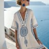 Summer Loose Bat Sleeves Womens Bohemian Print Beach Vacation Versatile Style Dress For Women's Camping Casual Temperament Dress