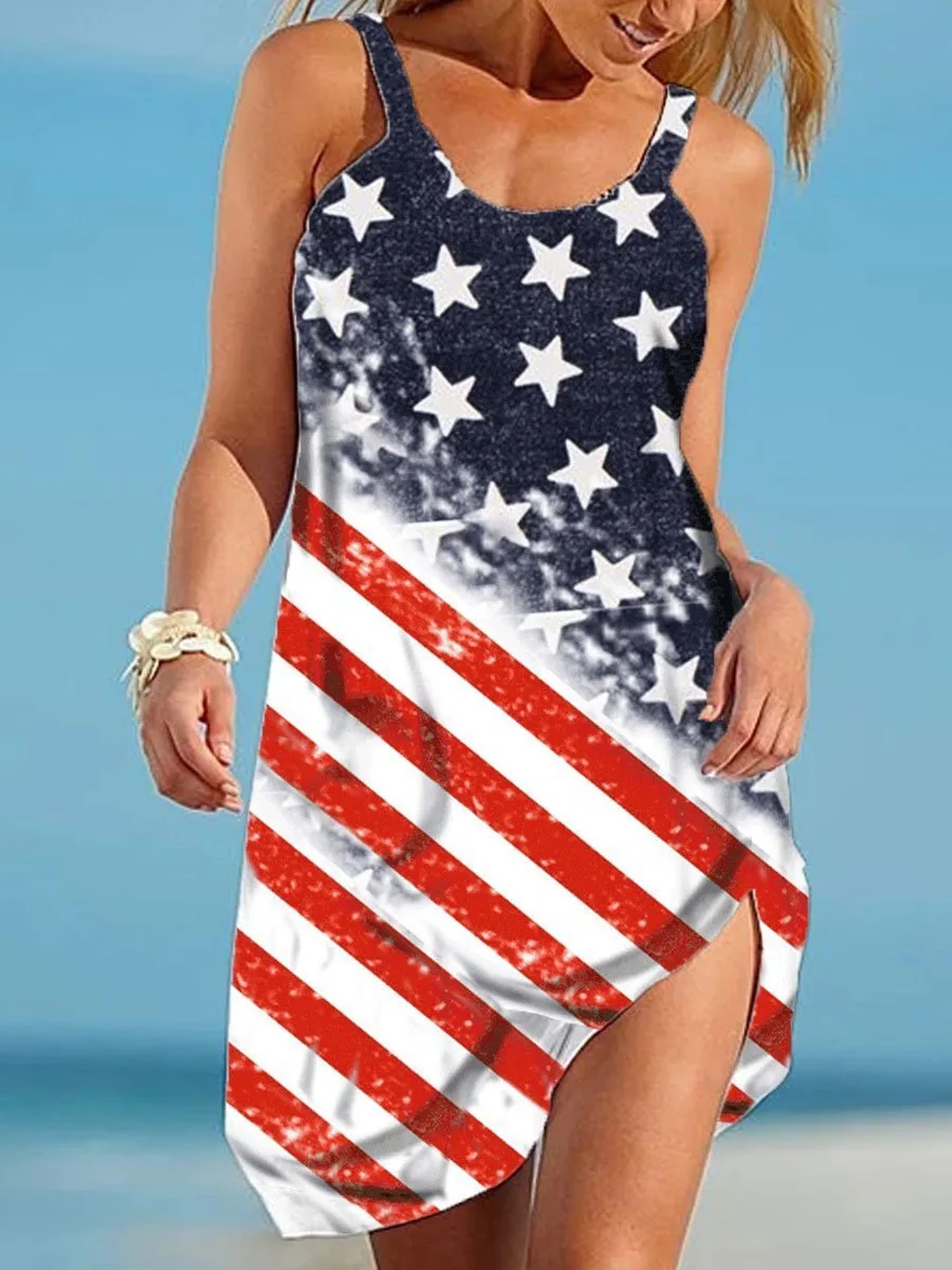 Summer Colorful Sunflowers Beach Dress USA Flag 3D Print Women Fashion Dresses Streetwear Boho Female Party Dress Woman Clothing 2 32384 8eac5f