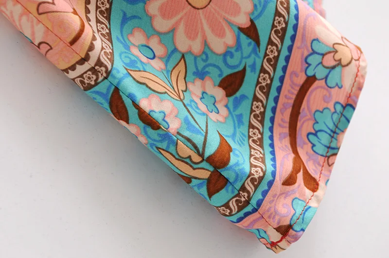 Boho Queens Women Red Peacock Floral Print Bat Sleeve Beach Bohemian Kimono Dresses Ladies V Neck  Summer Happie Dress